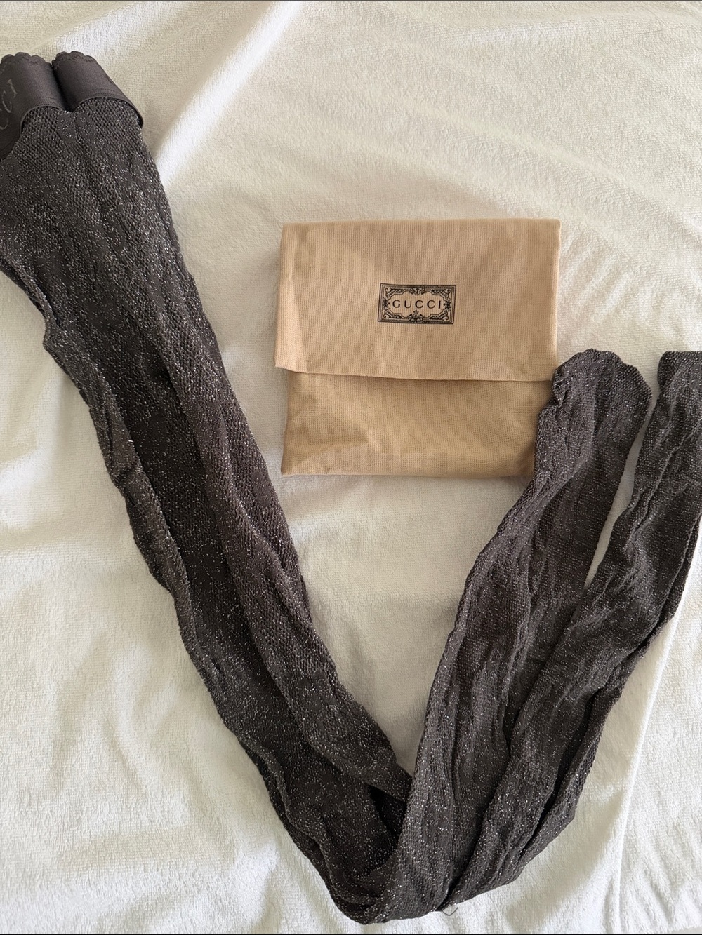 Gucci Metallic Sheer Tights in Silver